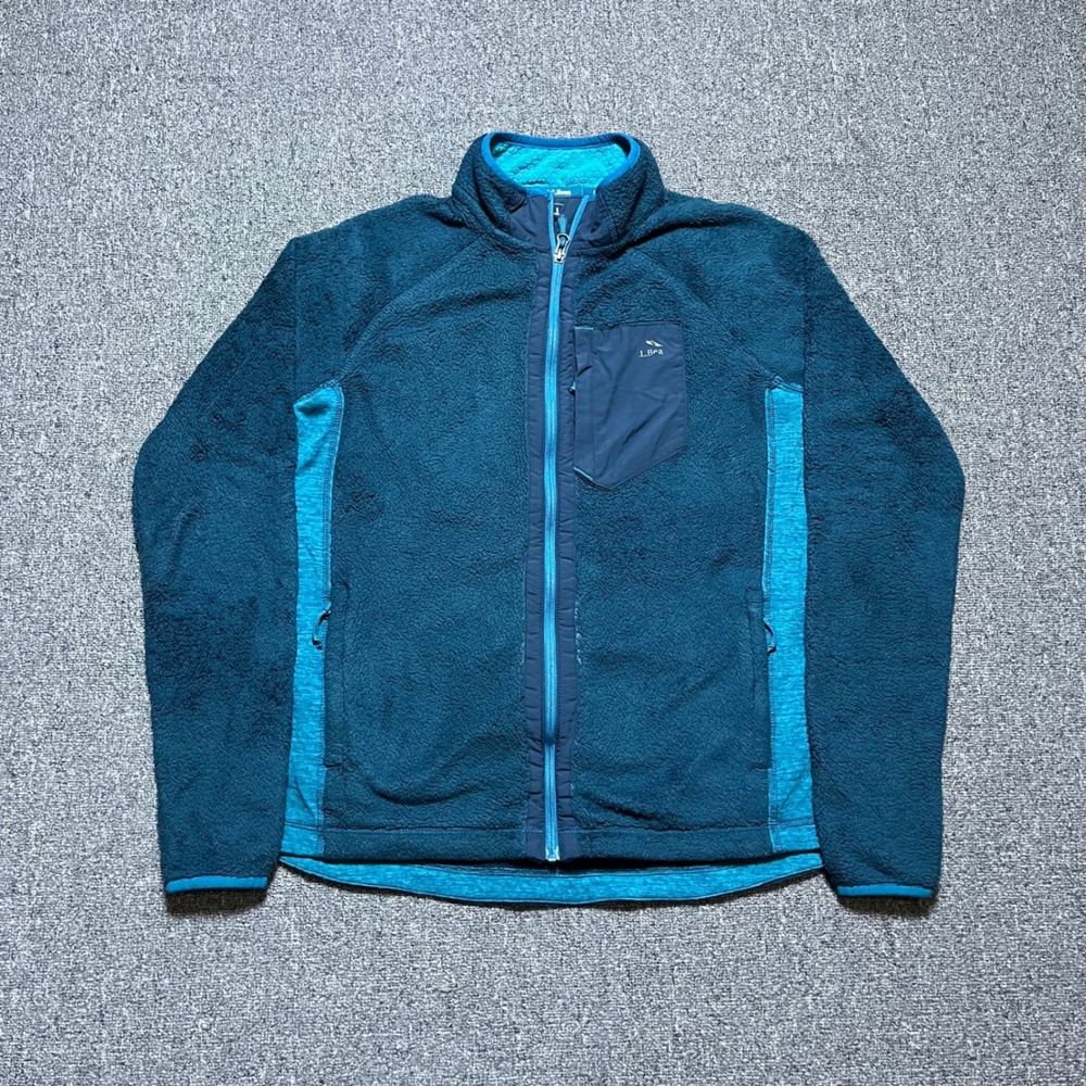 L.L. Bean Fleece‎ Jacket Size Large Teal Blue Sherpa Full Zip Outdoor